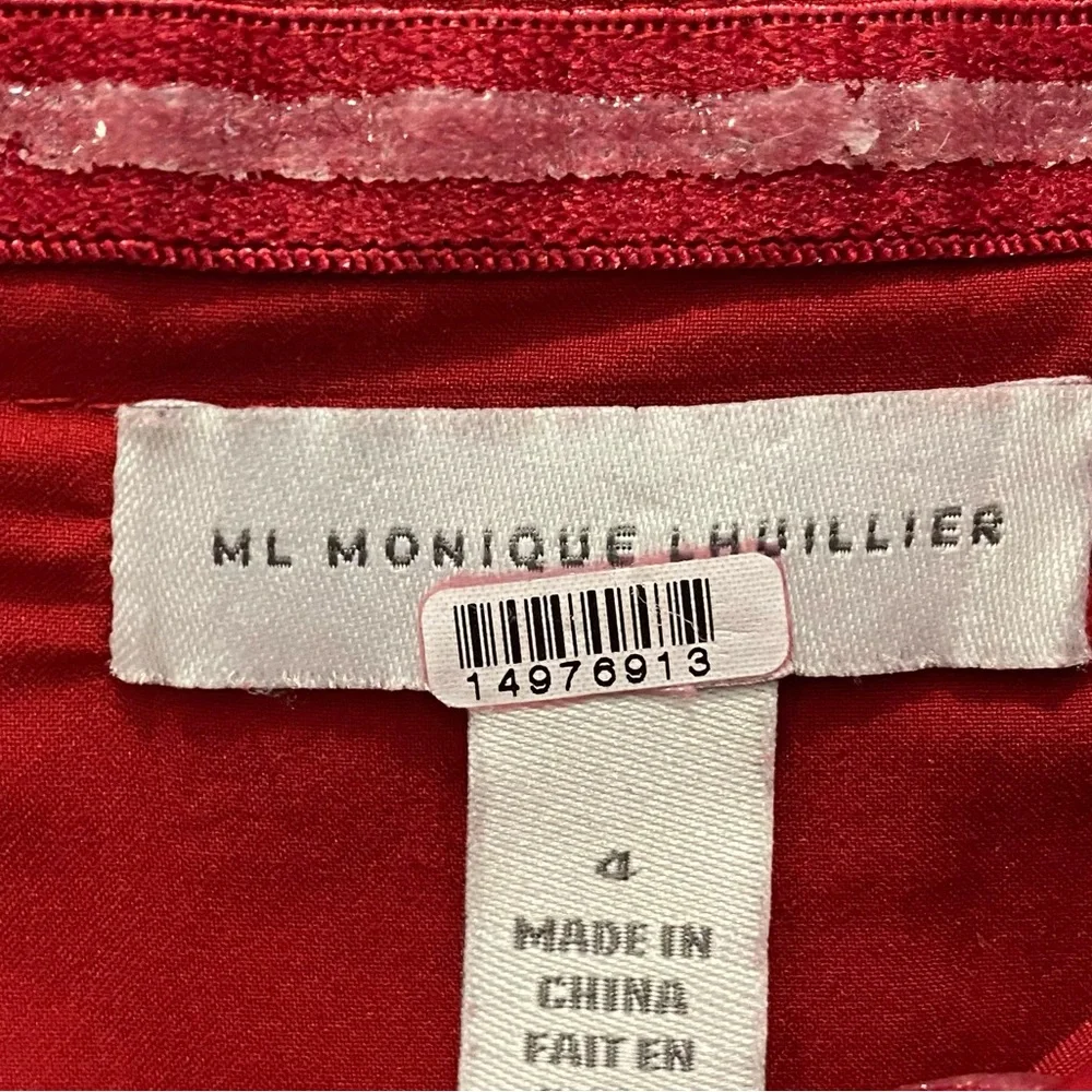 ML Monique Lhuillier Strapless High Low Maxi Gown Dress Red Women's Size 4 - Picture 6 of 14